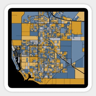 Oxnard Map Pattern in Blue & Gold Sticker